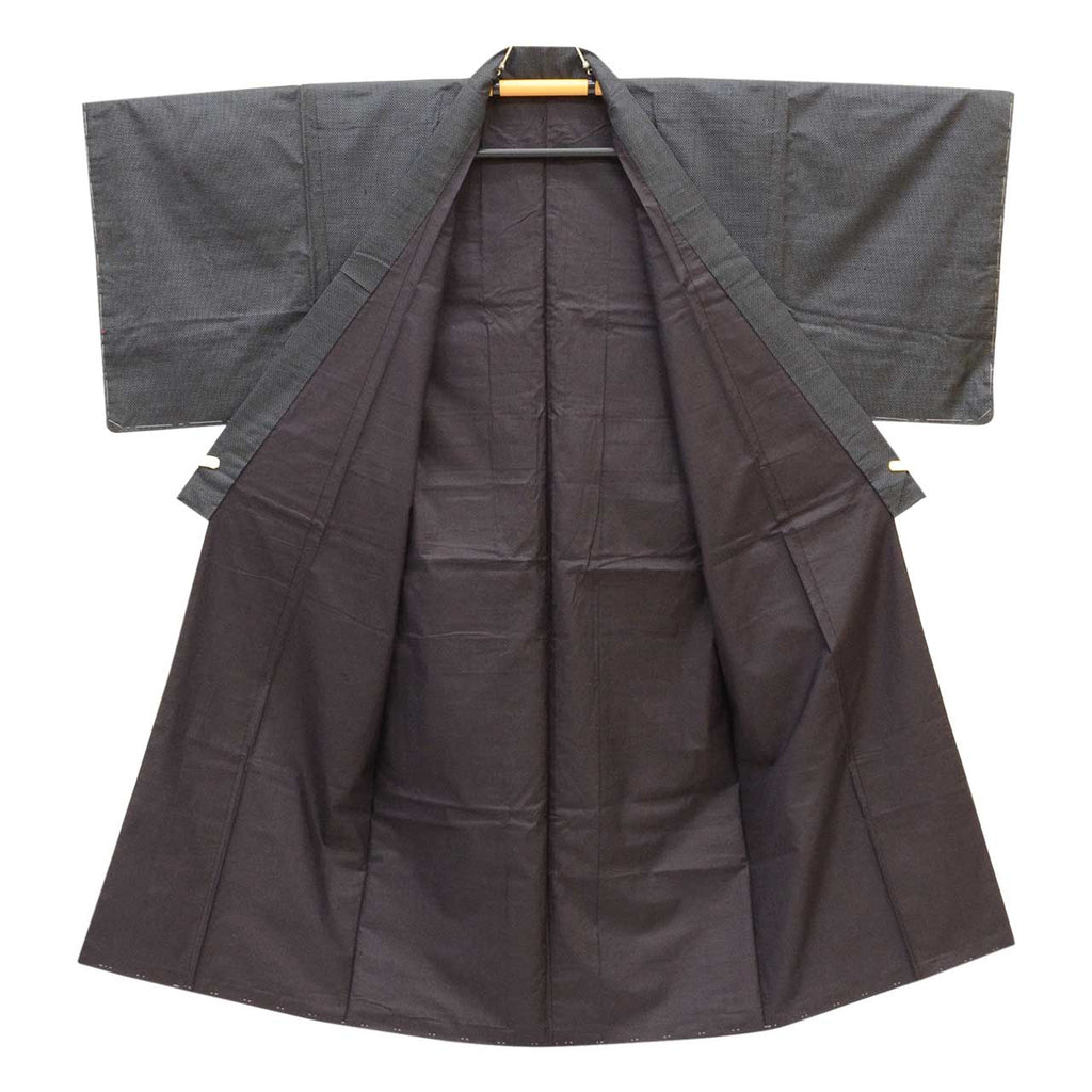 [Used] Recycled Kimono and Haori Ensemble for Men, Oshima Tsumugi Silk, Unused, Sleeve Length 67.5cm (26.6in), Body Length 140.5cm (55.3in), Size M, Navy Blue, Kasuri Pattern, Men's uu2284b 