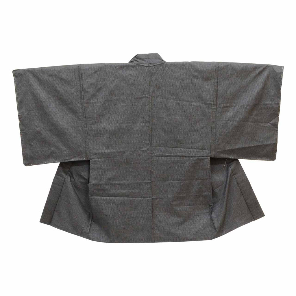 [Used] Recycled Kimono and Haori Ensemble for Men, Oshima Tsumugi Silk, Unused, Sleeve Length 67.5cm (26.6in), Body Length 140.5cm (55.3in), Size M, Navy Blue, Kasuri Pattern, Men's uu2284b 