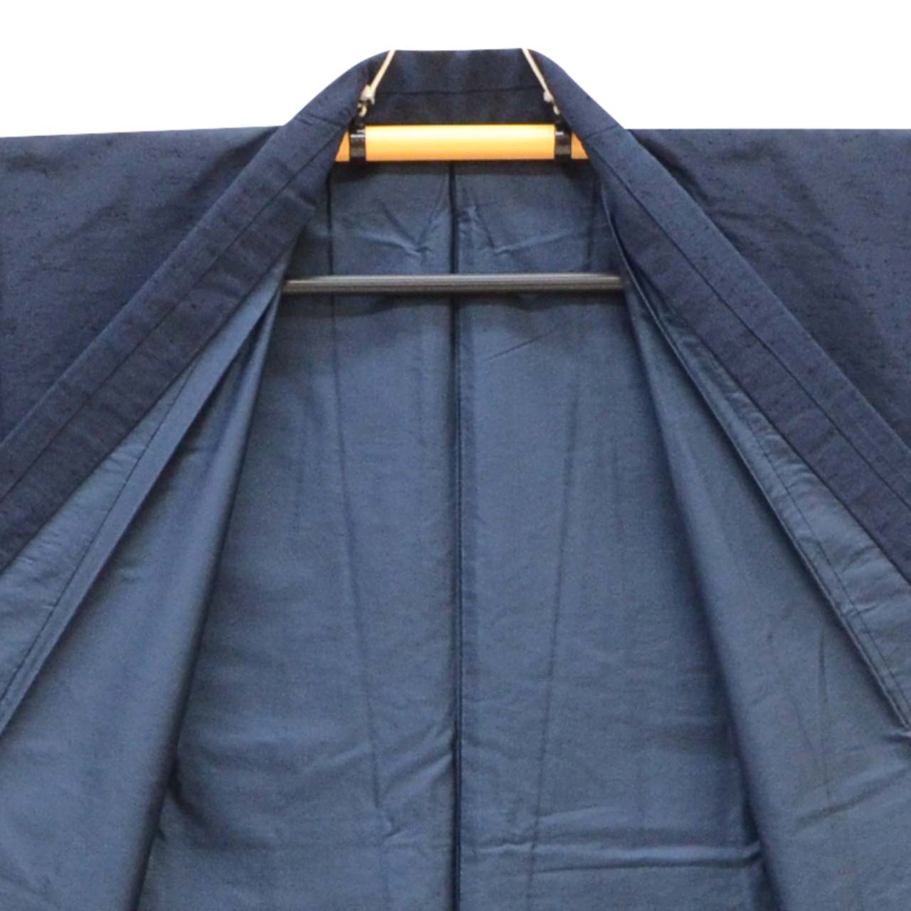 [Used] Recycled Kimono and Haori Ensemble for Men, Unused, Silk, Hige Tsumugi, Sleeve Length 67.5cm (26.6in), Body Length 145.0cm (57.1in), Size L, Navy Blue, Men's uu2286b 