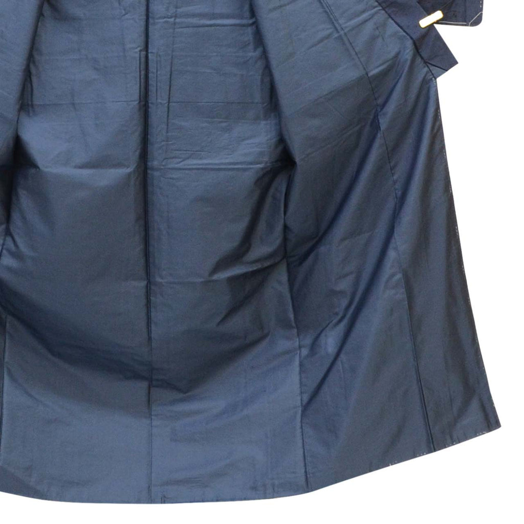 [Used] Recycled Kimono and Haori Ensemble for Men, Unused, Silk, Hige Tsumugi, Sleeve Length 67.5cm (26.6in), Body Length 145.0cm (57.1in), Size L, Navy Blue, Men's uu2286b 
