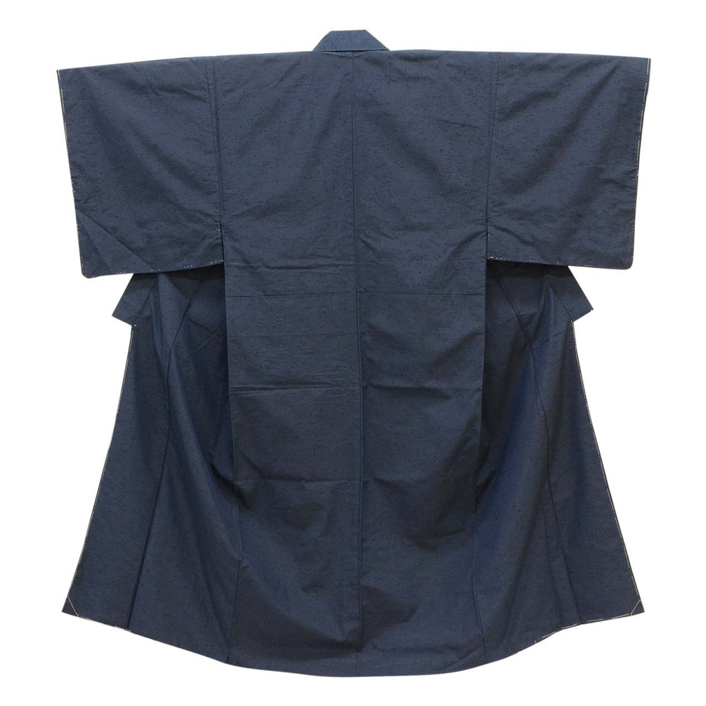 [Used] Recycled Kimono and Haori Ensemble for Men, Unused, Silk, Hige Tsumugi, Sleeve Length 67.5cm (26.6in), Body Length 145.0cm (57.1in), Size L, Navy Blue, Men's uu2286b 