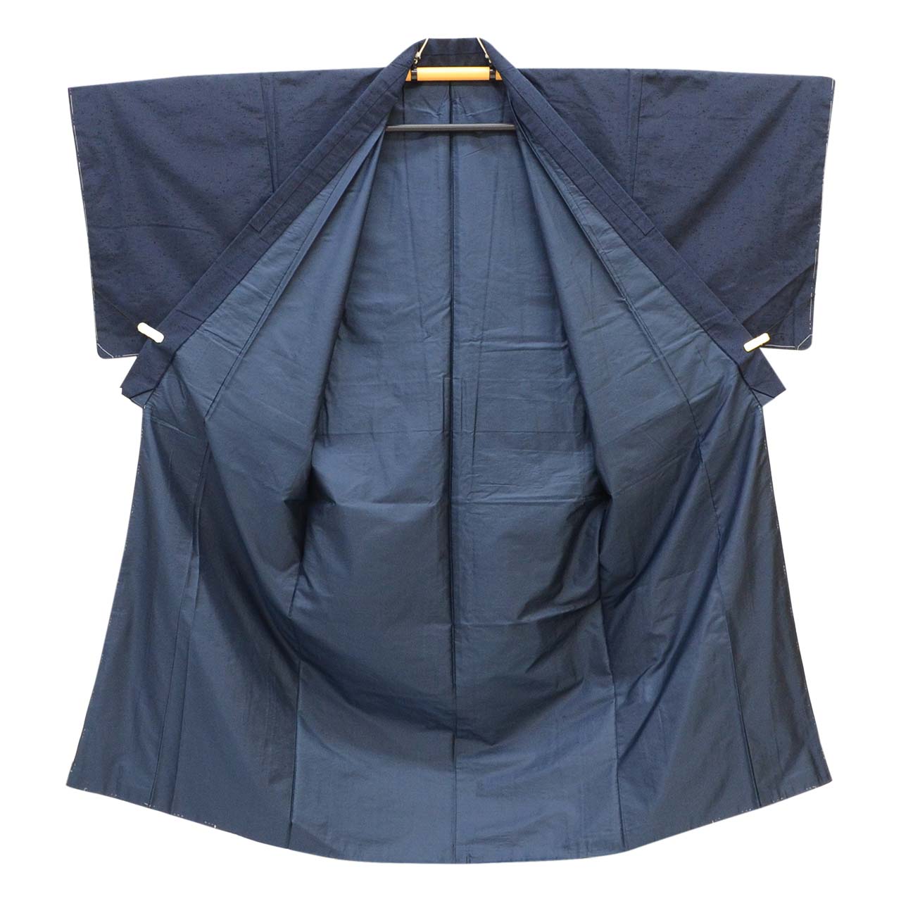 [Used] Recycled Kimono and Haori Ensemble for Men, Unused, Silk, Hige Tsumugi, Sleeve Length 67.5cm (26.6in), Body Length 145.0cm (57.1in), Size L, Navy Blue, Men's uu2286b 