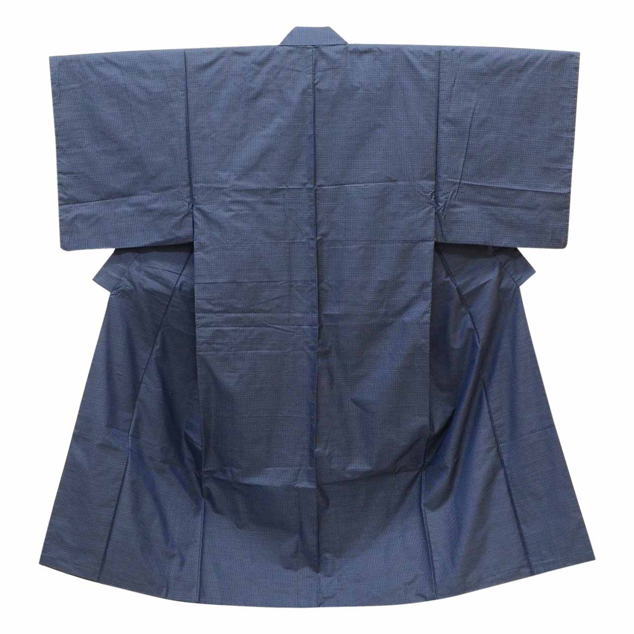 [Used] Recycled Kimono and Haori Ensemble for Men, Oshima Tsumugi Silk, Sleeve Length 65.3cm (25.7in), Body Length 143.0cm (56.3in), Size M, Navy Blue, Weft Kasuri Pattern, Men's uu2287b 