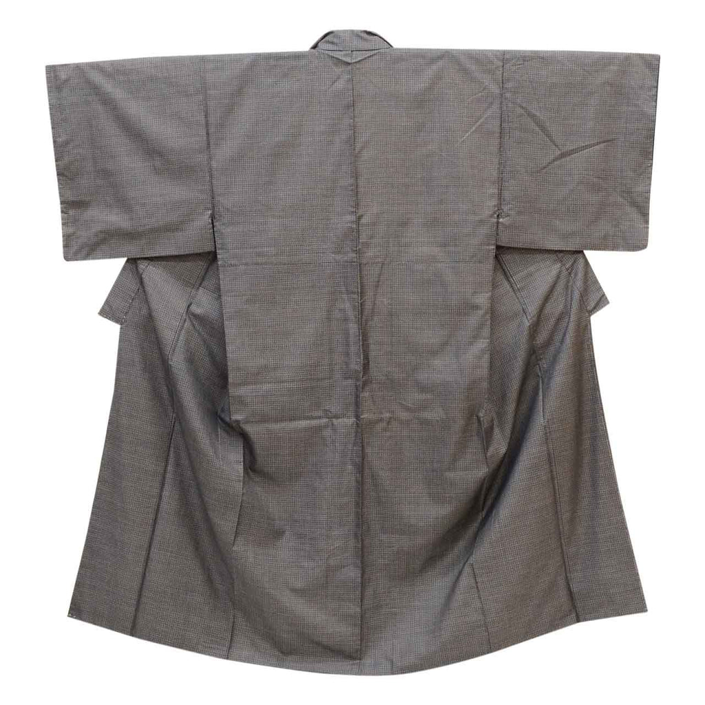 [Used] Recycled Kimono and Haori Set Ensemble for Men, Oshima Tsumugi Silk, Sleeve Length 68.7cm (27.0in), Body Length 143.5cm (56.5in), Size M, Navy Blue, Kasuri Pattern, with Haori Cord, Men's uu2289b 