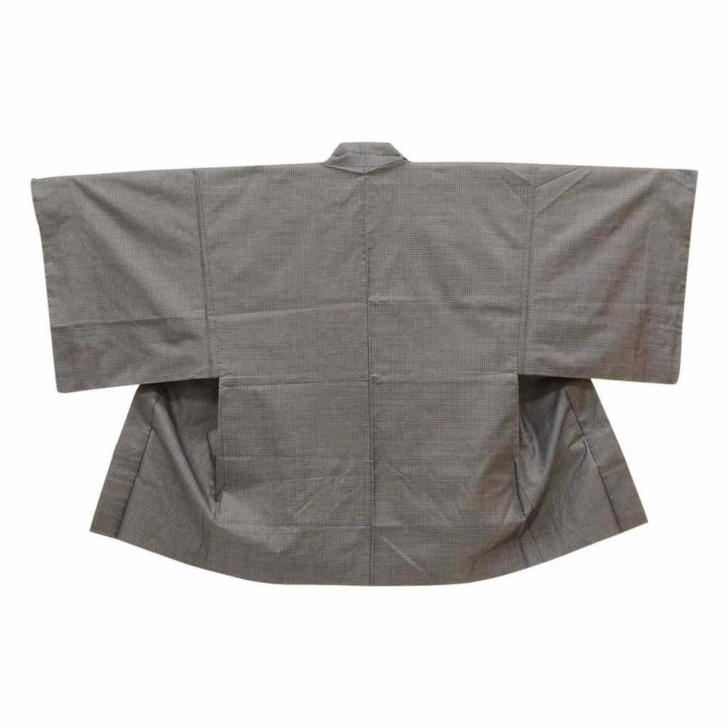 [Used] Recycled Kimono and Haori Set Ensemble for Men, Oshima Tsumugi Silk, Sleeve Length 68.7cm (27.0in), Body Length 143.5cm (56.5in), Size M, Navy Blue, Kasuri Pattern, with Haori Cord, Men's uu2289b 