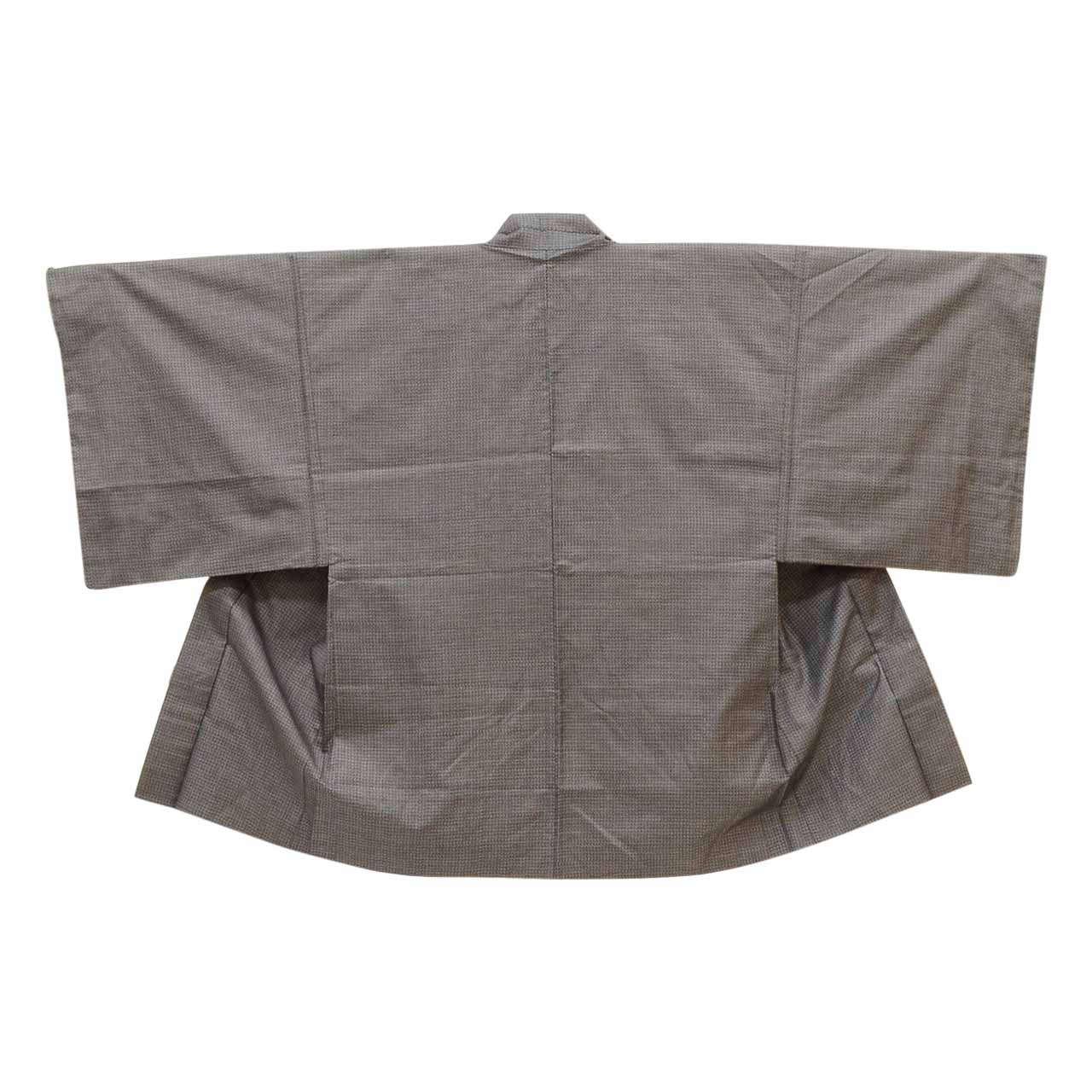 [Used] Recycled Kimono and Haori Set Ensemble for Men, Oshima Tsumugi Silk, Sleeve Length 68.7cm (27.0in), Body Length 143.5cm (56.5in), Size M, Navy Blue, Kasuri Pattern, with Haori Cord, Men's uu2289b 
