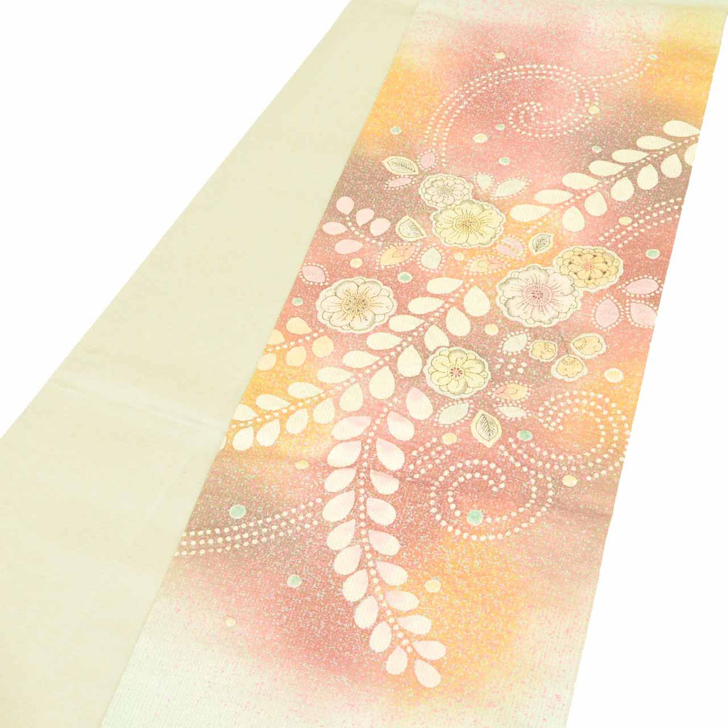 Vintage Japanese Obi | Fukuro Obi | Silk | Tsujigahana Pattern | Gold Thread | Artist Signed | Sustainable | uu2290b