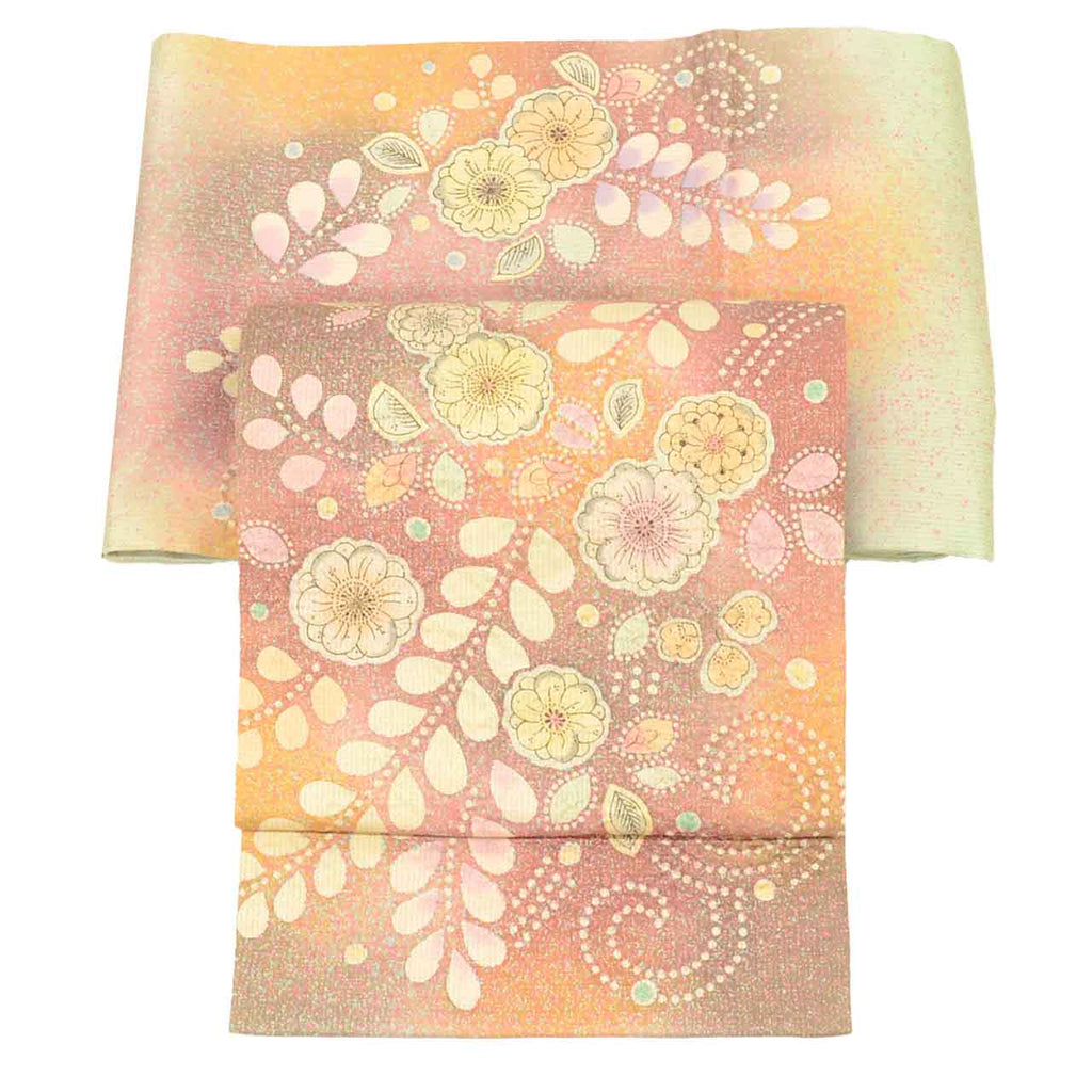 Vintage Japanese Obi | Fukuro Obi | Silk | Tsujigahana Pattern | Gold Thread | Artist Signed | Sustainable | uu2290b