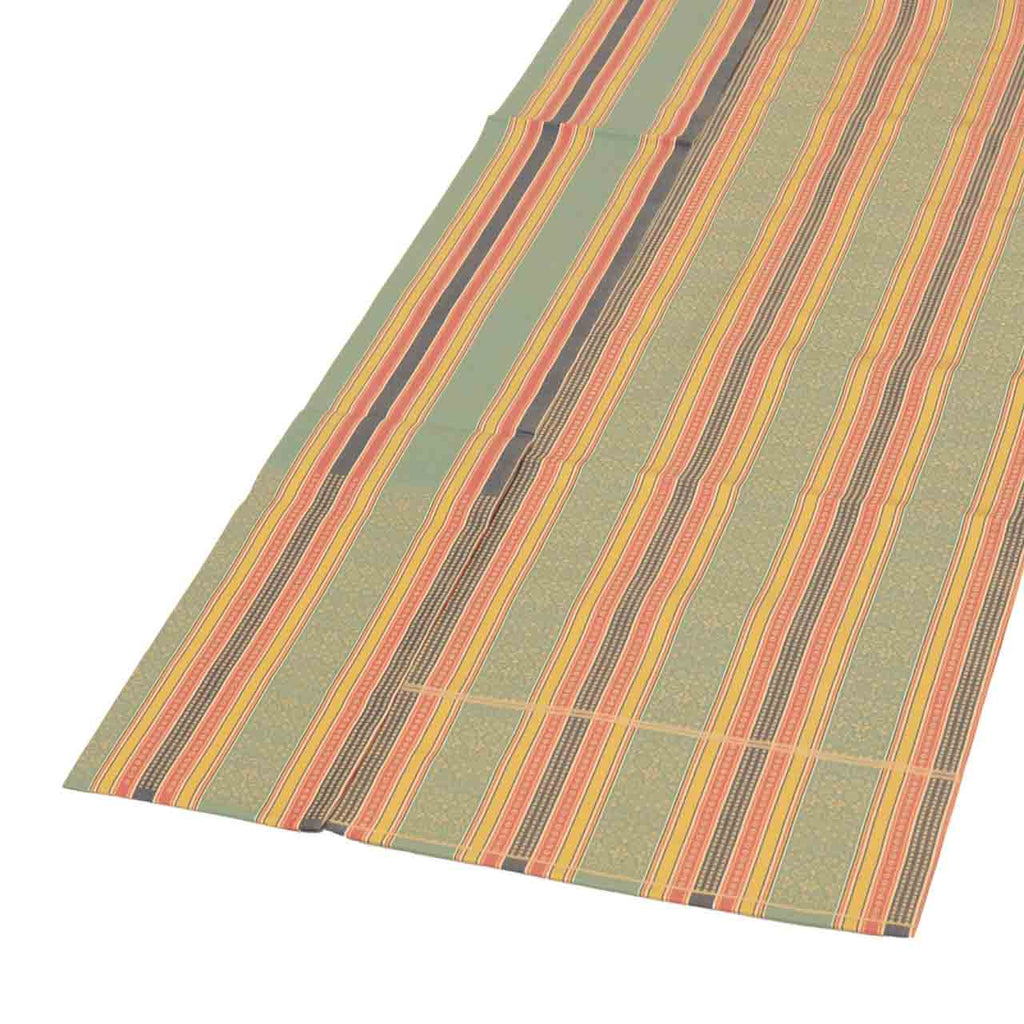Vintage Japanese Obi | Nagoya Obi | Green Silk | Stripe Pattern | Excellent | Sustainable | uu2296b