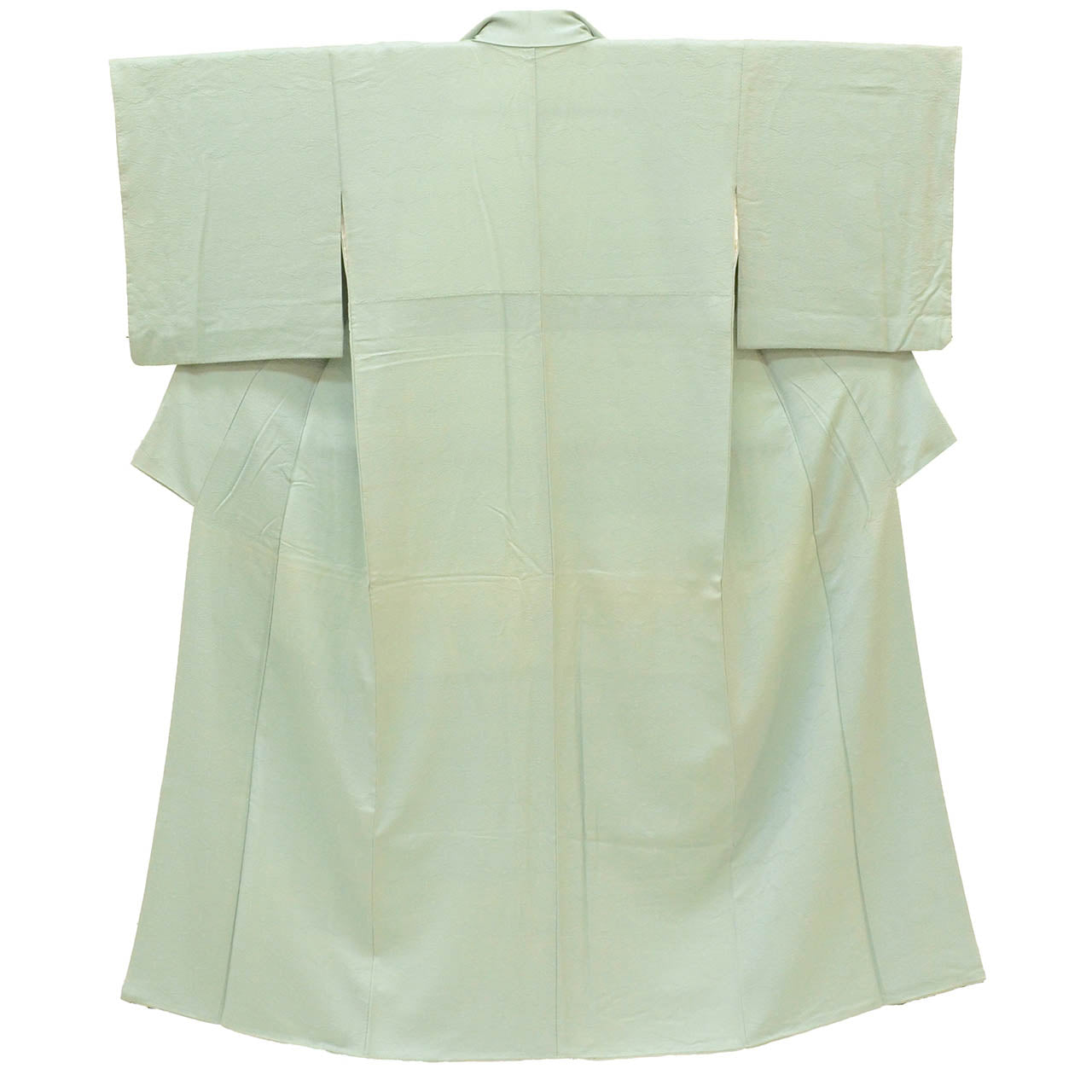 [Used] Recycled Kimono, Plain Color, Silk, Size S, Good Condition, Length 151.0cm (59.4in), Sleeve Length 62.5cm (24.6in), Lined, Ready-made, Crepe, Green Pine Needle Pattern, Silk, Reuse uu2302b 