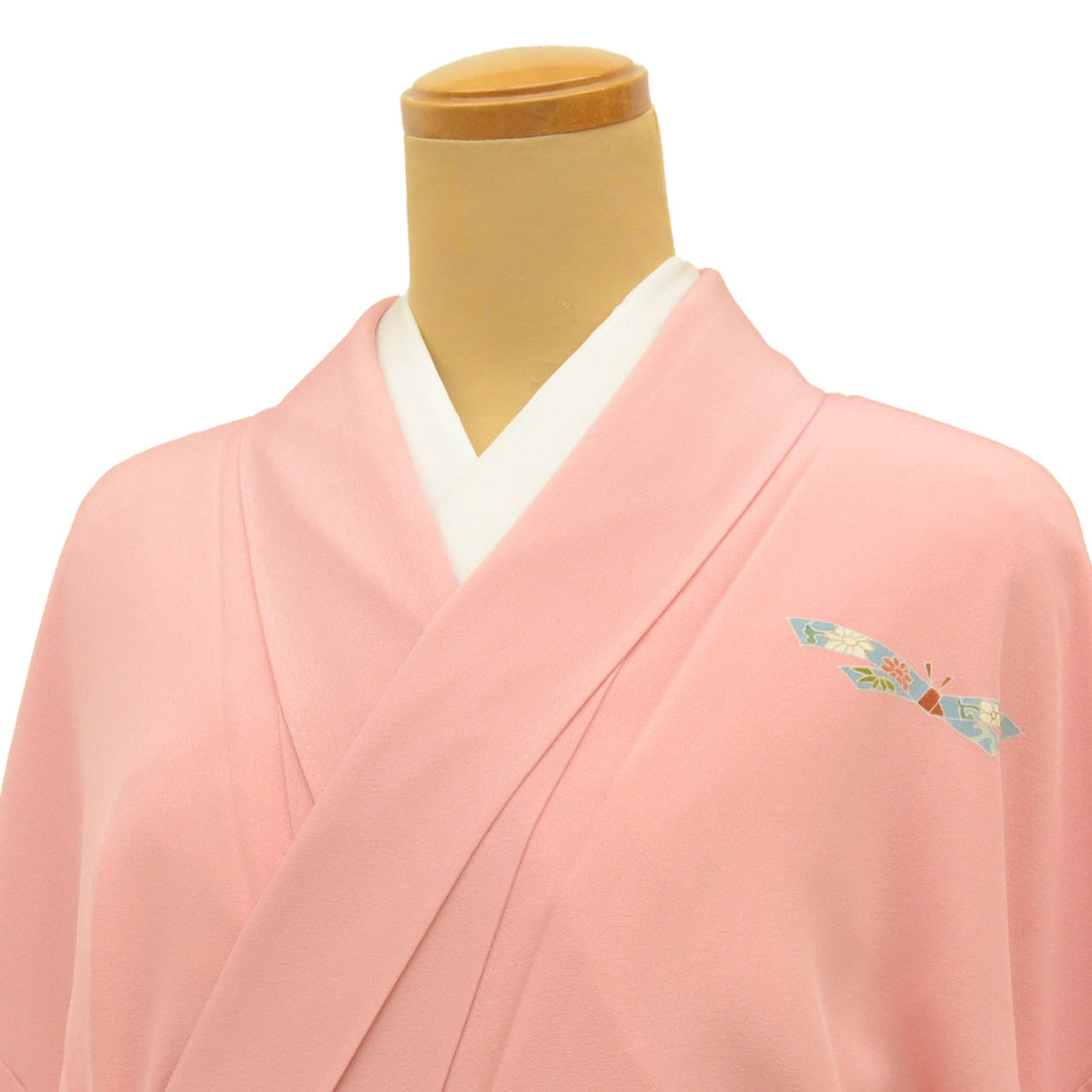 Vintage Japanese Kimono | Tsukesage | Pink Silk Crepe | Noshi Pattern | Pearl-tone | Size L | Sustainable | uu2305b