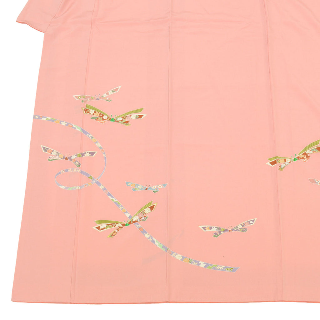 Vintage Japanese Kimono | Tsukesage | Pink Silk Crepe | Noshi Pattern | Pearl-tone | Size L | Sustainable | uu2305b