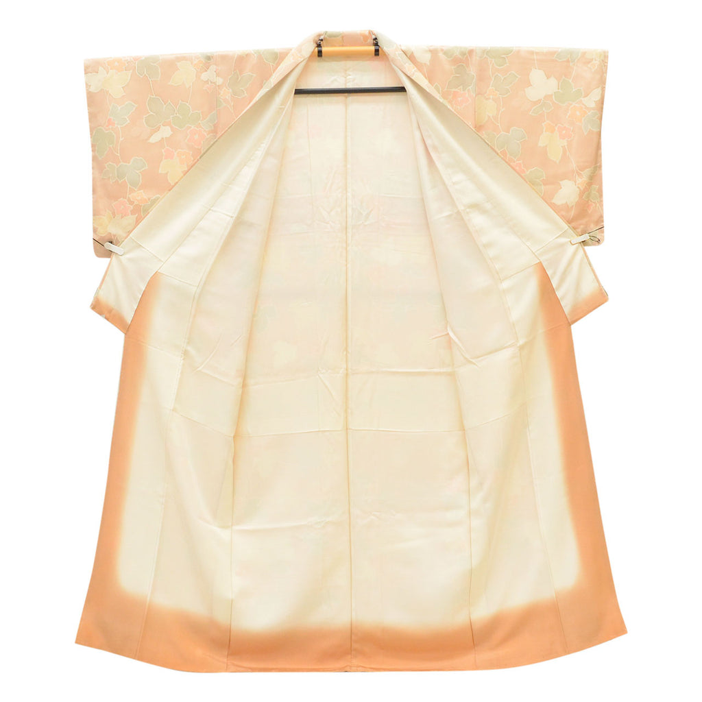 [Used] Recycled Kimono, Komon Kimono, Pure Silk, Size S (Slightly Plus Size L), Good Condition, Length 155.5cm (61.2in), Sleeve Length 63.0cm (24.8in), Lined, Ready-made, Unused, Pink Ivy Pattern, Silk, Reuse uu2307b 