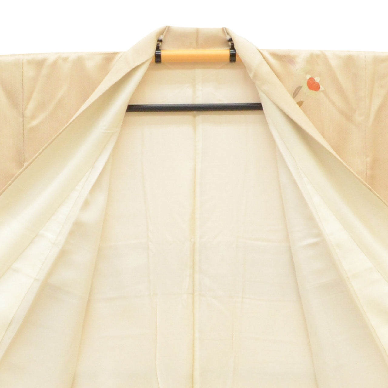 Vintage Japanese Kimono | Tsukesage | Beige Silk | Tachibana Citrus | Gold Foil | Size M-L | Sustainable | uu2309b