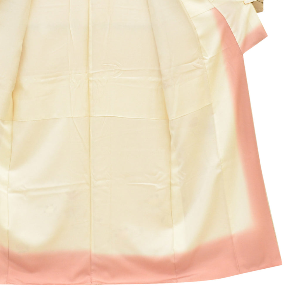 Vintage Japanese Kimono | Tsukesage | Beige Silk | Tachibana Citrus | Gold Foil | Size M-L | Sustainable | uu2309b