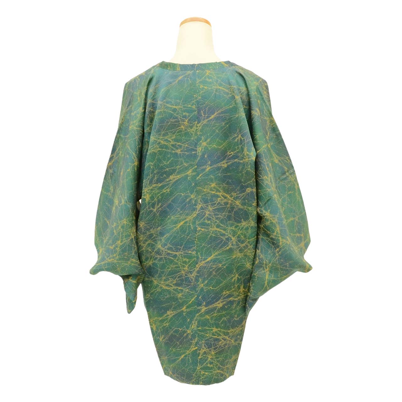 Vintage Japanese Kimono | Michiyuki Coat | Green Silk | Geometric Pattern | Sustainable | uu2335b