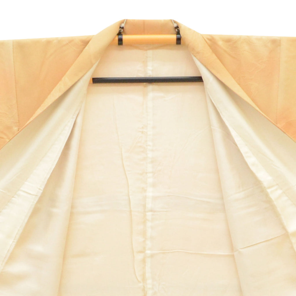 [Used] Recycled Kimono, Plain Color, Silk, Size S, Good Condition, Length 155.0cm (61.0in), Sleeve Length 65.0cm (25.6in), Lined, Ready-made, Single Family Crest, Brown, Wave Pattern, Silk, Reuse uu2341b 