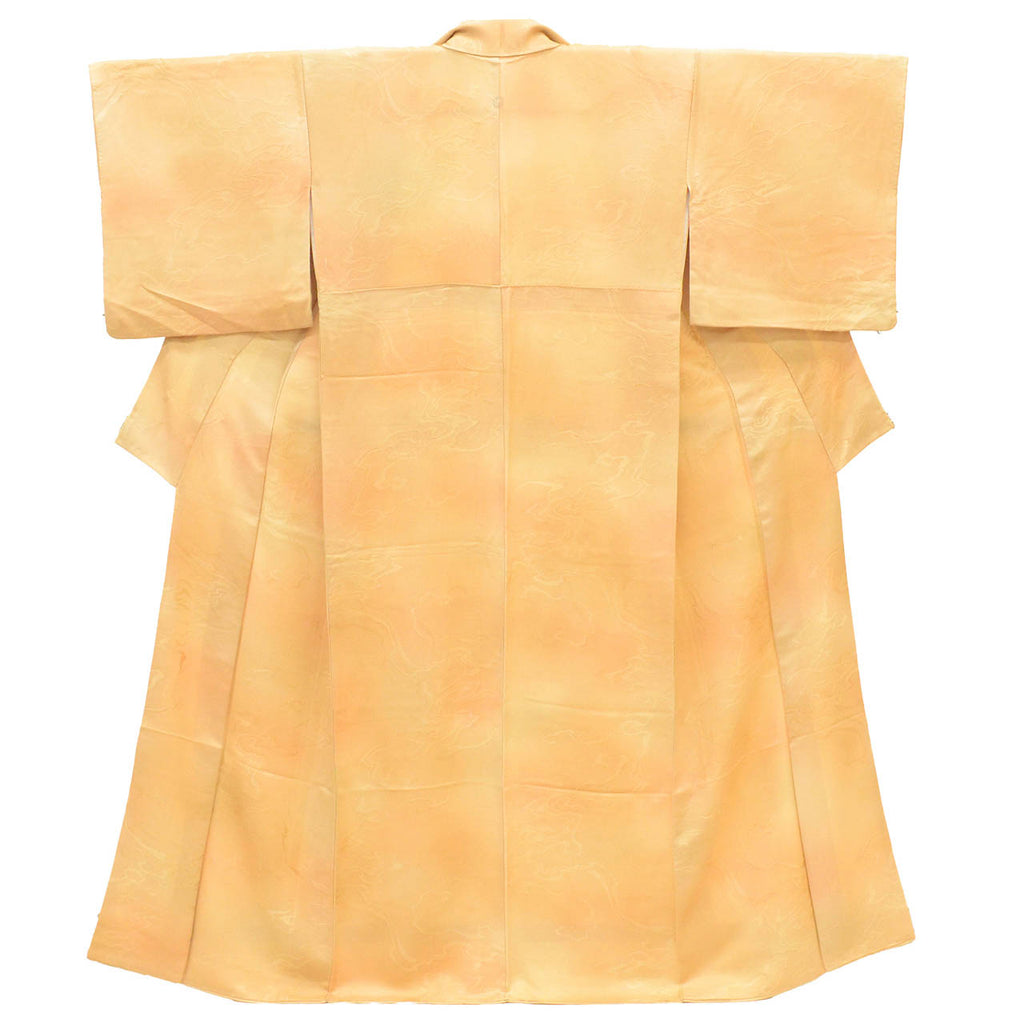 [Used] Recycled Kimono, Plain Color, Silk, Size S, Good Condition, Length 155.0cm (61.0in), Sleeve Length 65.0cm (25.6in), Lined, Ready-made, Single Family Crest, Brown, Wave Pattern, Silk, Reuse uu2341b 