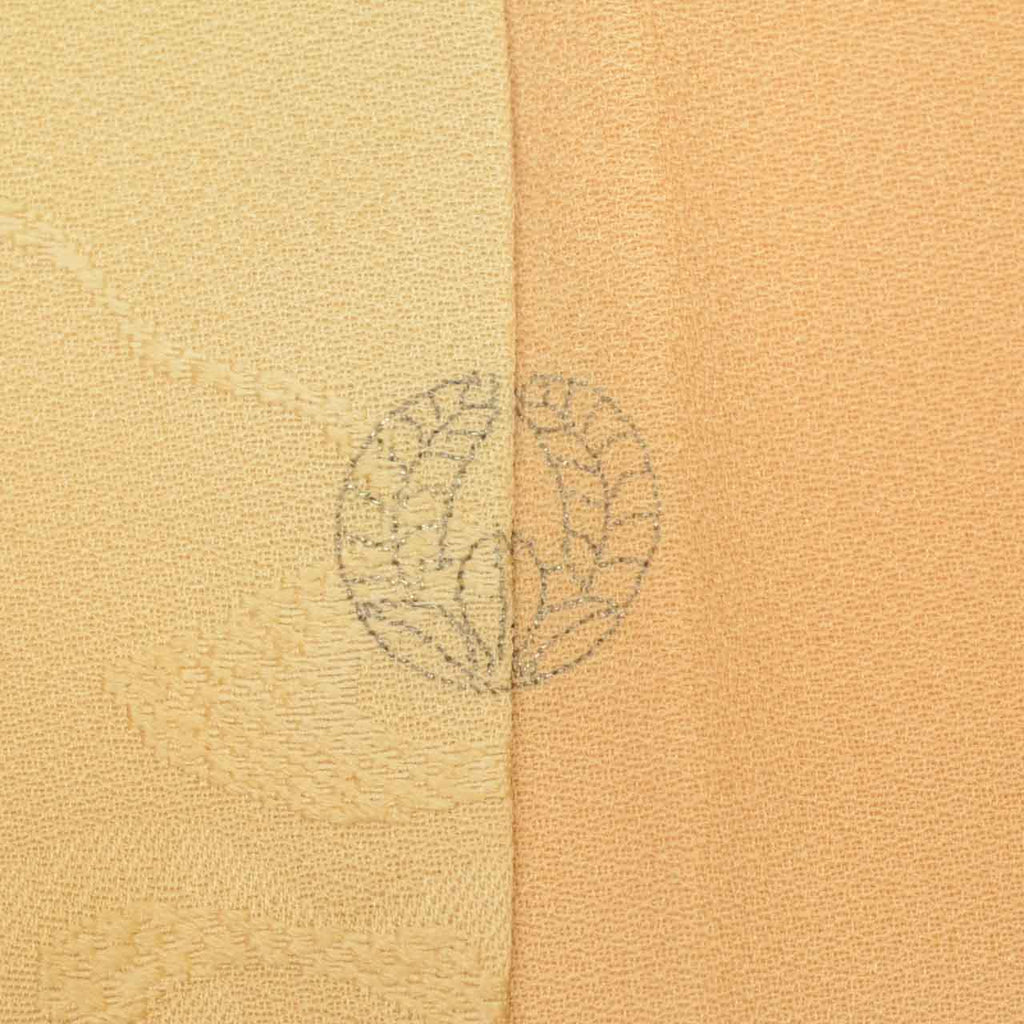 [Used] Recycled Kimono, Plain Color, Silk, Size S, Good Condition, Length 155.0cm (61.0in), Sleeve Length 65.0cm (25.6in), Lined, Ready-made, Single Family Crest, Brown, Wave Pattern, Silk, Reuse uu2341b 