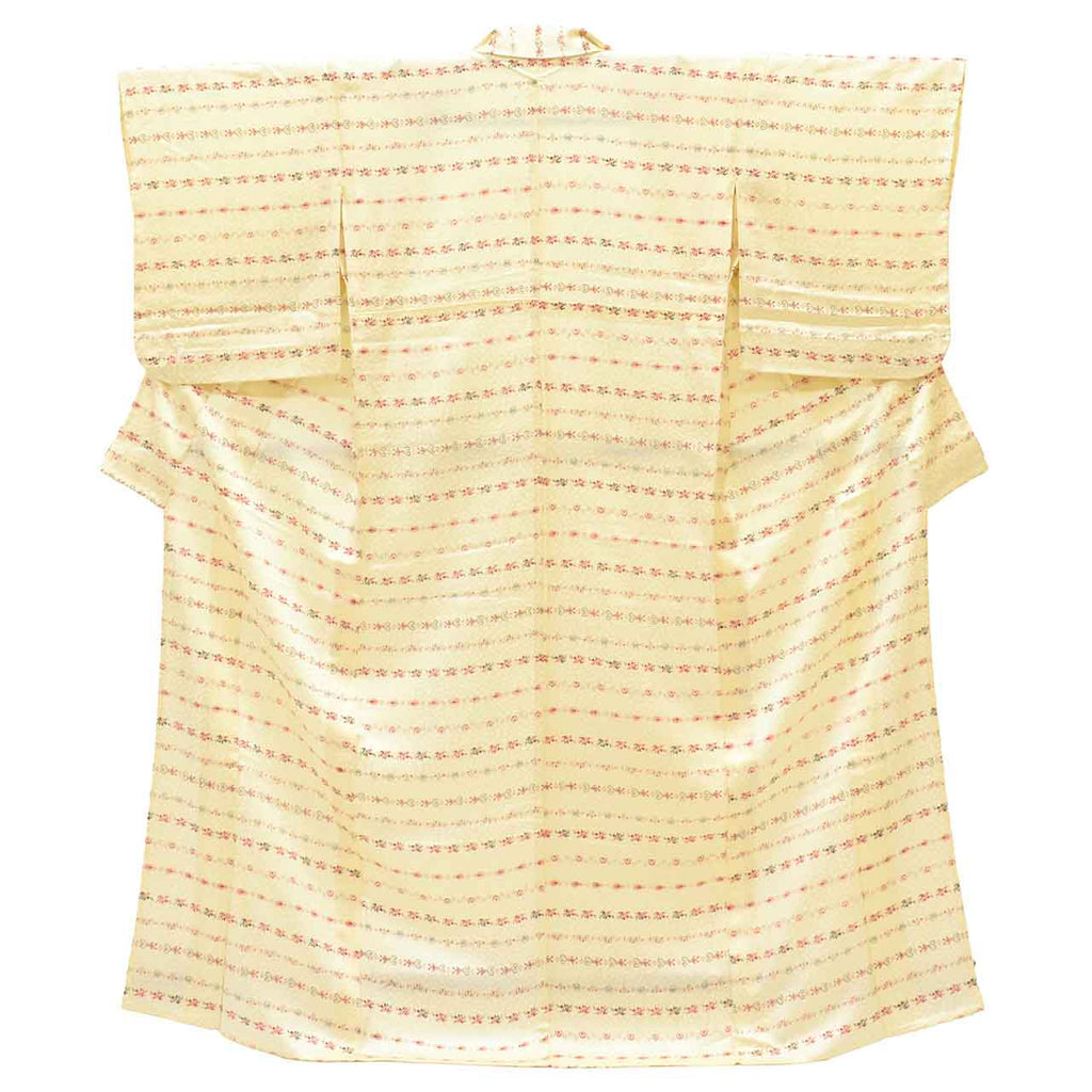 Vintage Japanese Kimono | Summer Komon | White Silk | Botanical Geometric | Unlined | Size M | Sustainable | uu2348b