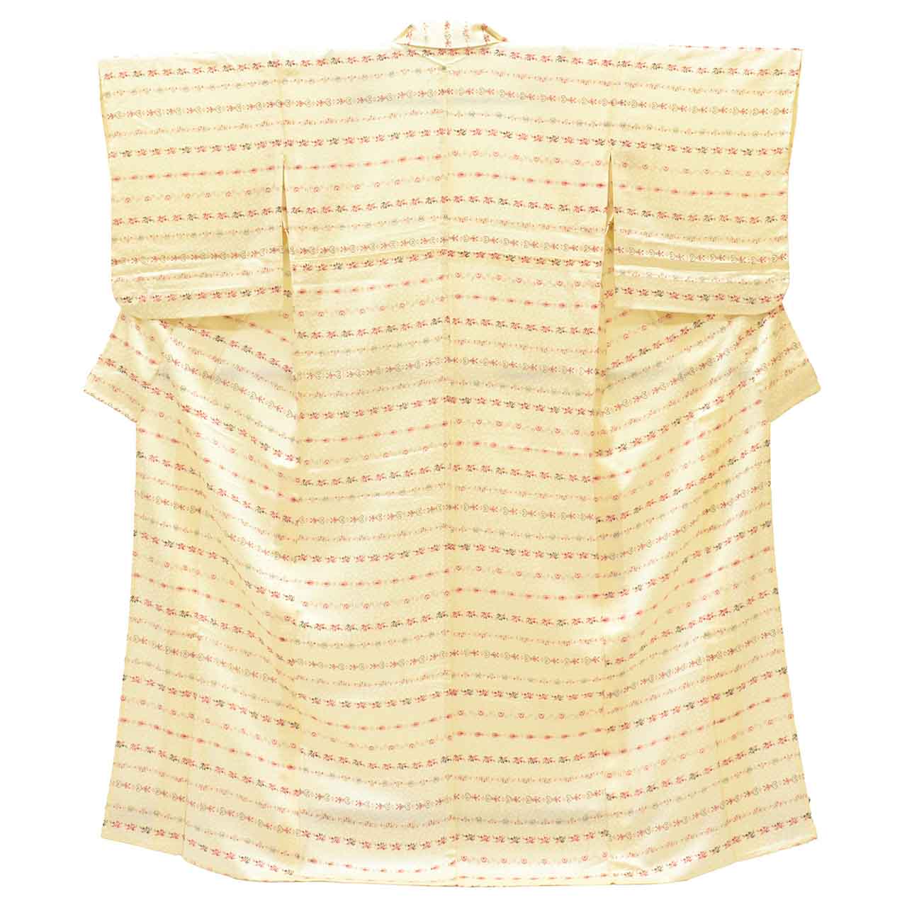 Vintage Japanese Kimono | Summer Komon | White Silk | Botanical Geometric | Unlined | Size M | Sustainable | uu2348b