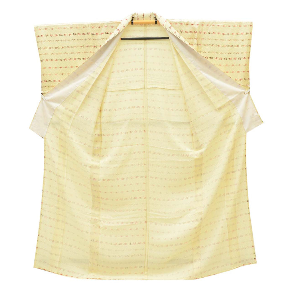 Vintage Japanese Kimono | Summer Komon | White Silk | Botanical Geometric | Unlined | Size M | Sustainable | uu2348b