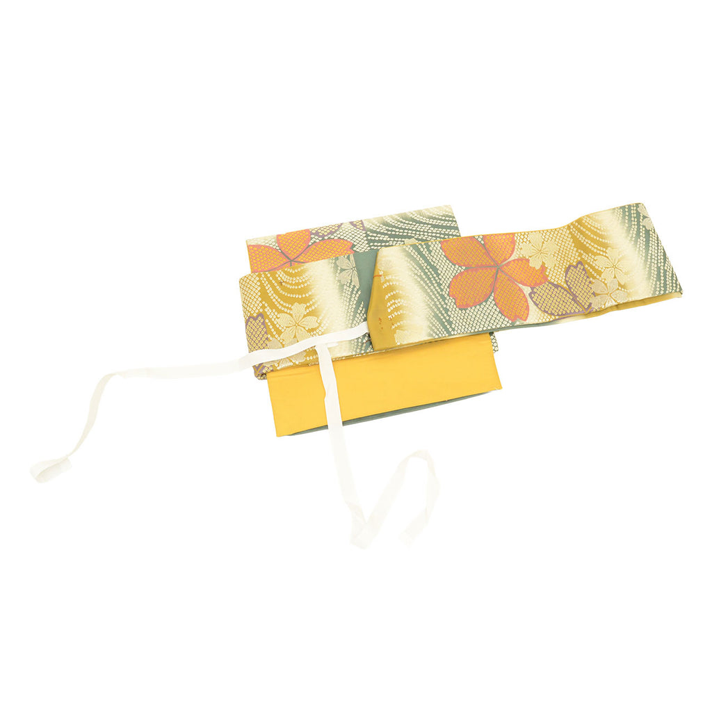 Vintage Japanese Obi | Pre-tied Fukuro Obi | Silk | Cherry Blossom | Gold Silver Thread | Easy Wear | Sustainable | uu2353b