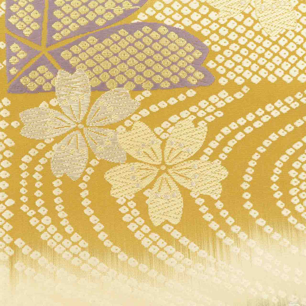 Vintage Japanese Obi | Pre-tied Fukuro Obi | Silk | Cherry Blossom | Gold Silver Thread | Easy Wear | Sustainable | uu2353b