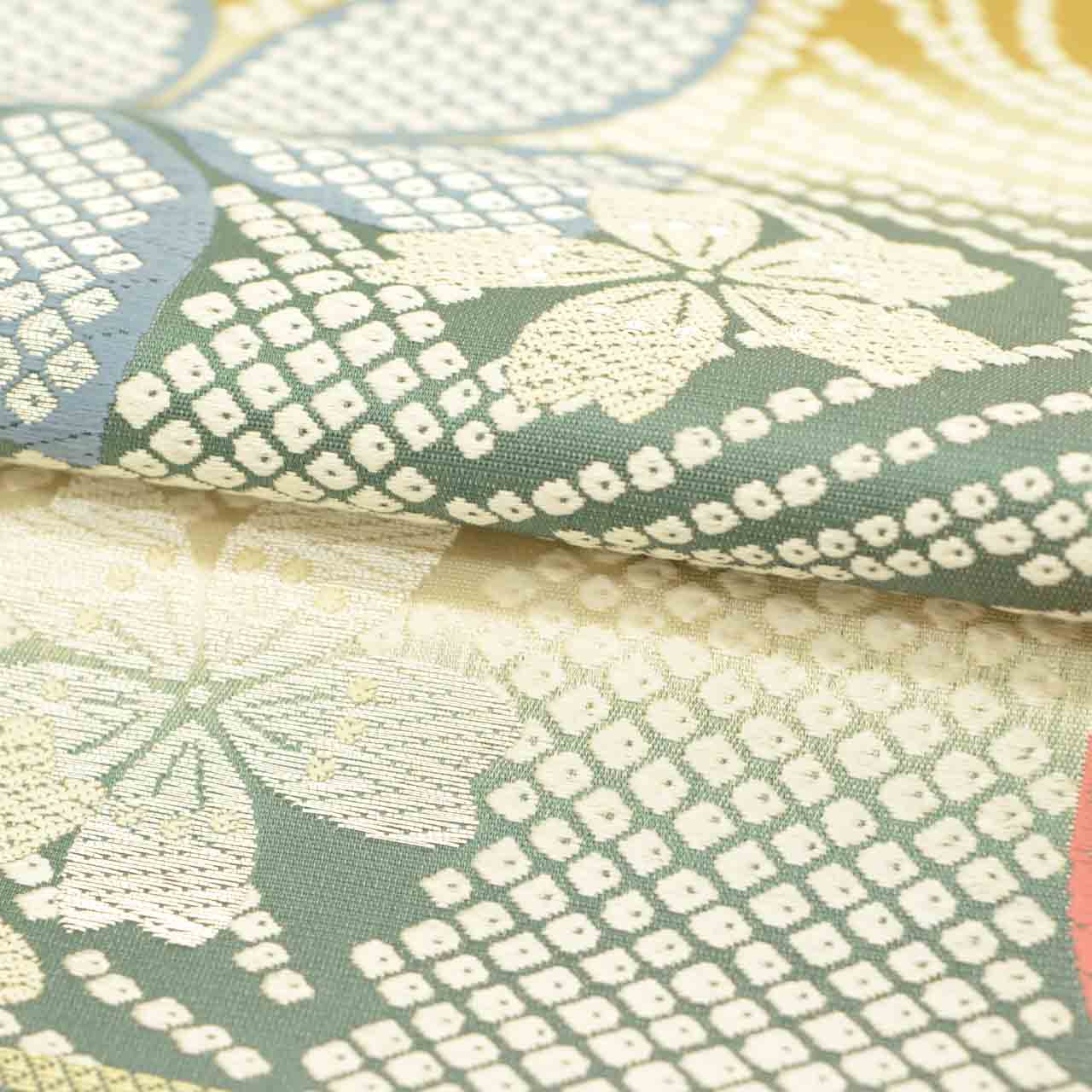 Vintage Japanese Obi | Pre-tied Fukuro Obi | Silk | Cherry Blossom | Gold Silver Thread | Easy Wear | Sustainable | uu2353b