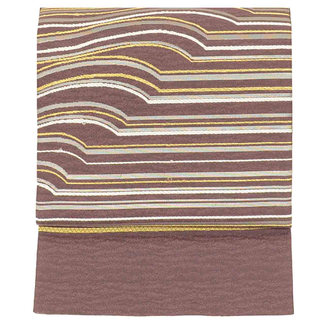 Vintage Japanese Obi | Fukuro Obi | Gold Silk | Stripe Pattern | Gold Thread | Semi-formal | Sustainable | uu2373b