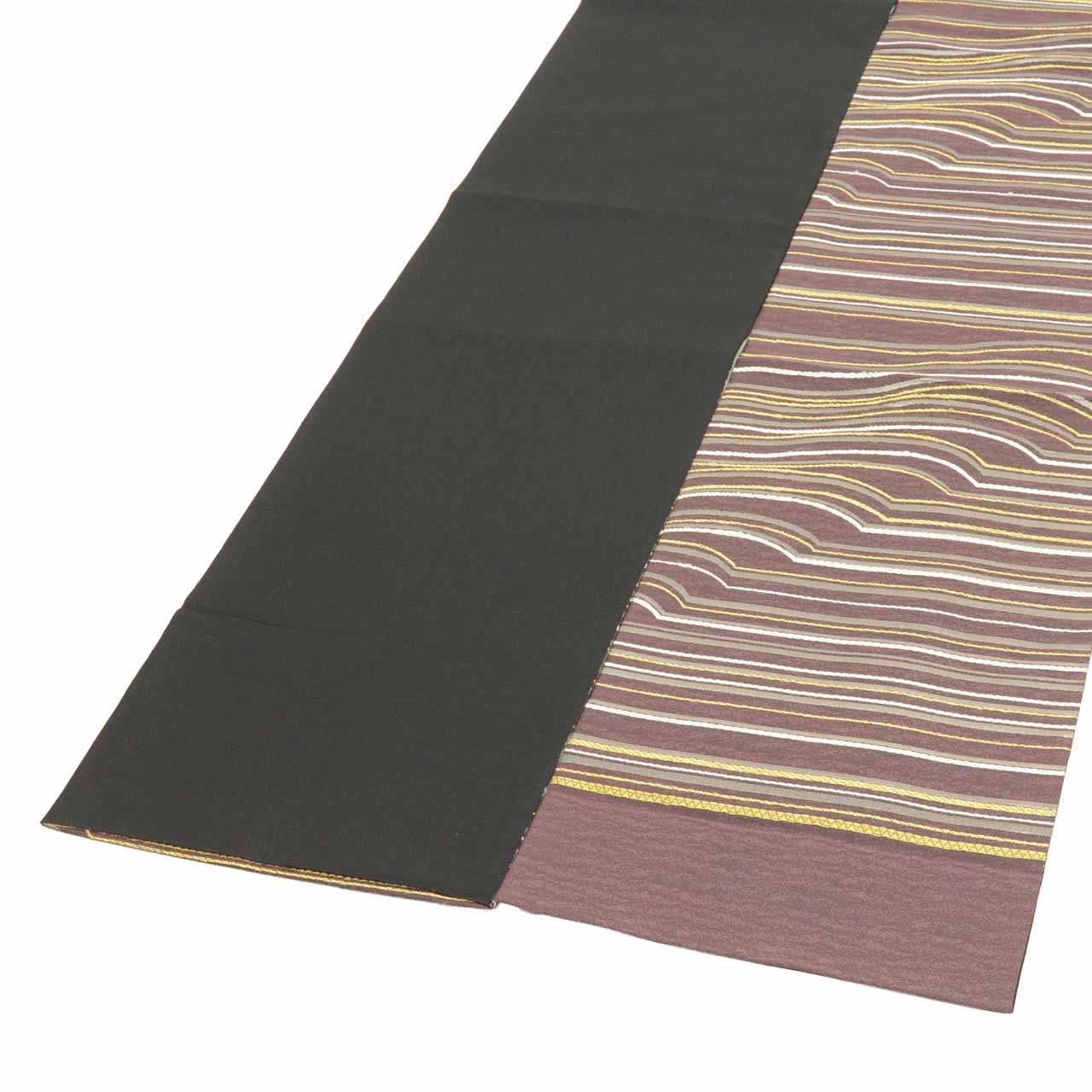 Vintage Japanese Obi | Fukuro Obi | Gold Silk | Stripe Pattern | Gold Thread | Semi-formal | Sustainable | uu2373b