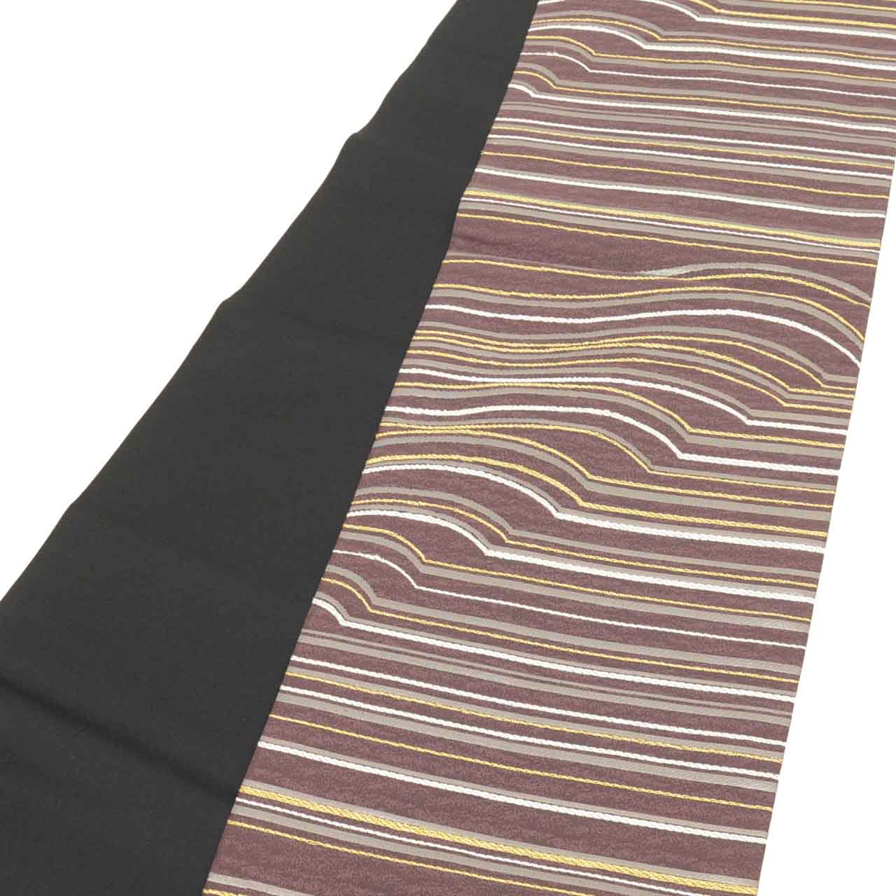 Vintage Japanese Obi | Fukuro Obi | Gold Silk | Stripe Pattern | Gold Thread | Semi-formal | Sustainable | uu2373b