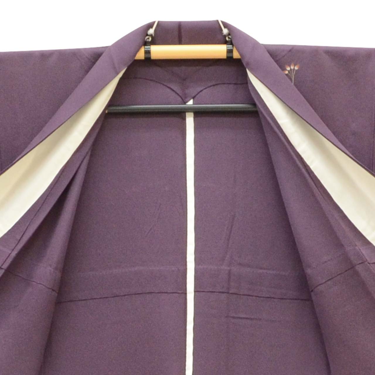Vintage Japanese Kimono | Tsukesage | Purple Silk | Floral Pattern | Pearl-tone | Unlined | Size L | Sustainable | uu2376b