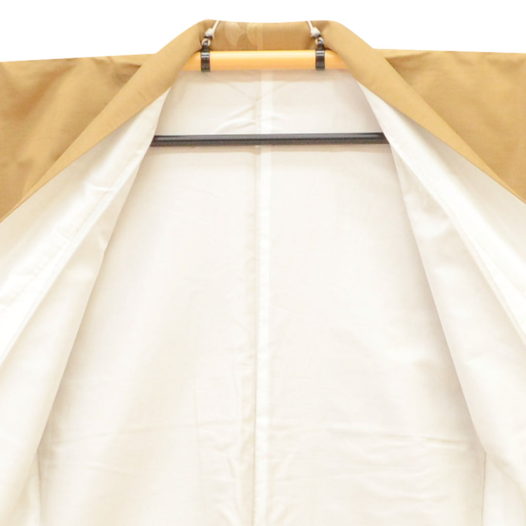 [Used] Tsumugi Silk Kimono, Hakusan Tsumugi, Recycled Kimono, Pure Silk, Size L (Slightly Plus Size L), Excellent Condition, Length 161.5cm (63.6in), Sleeve Length 67.5cm (26.6in), Lined, Ready-made, Brown, Seigaiha Pattern, Silk, Reuse uu2378b 
