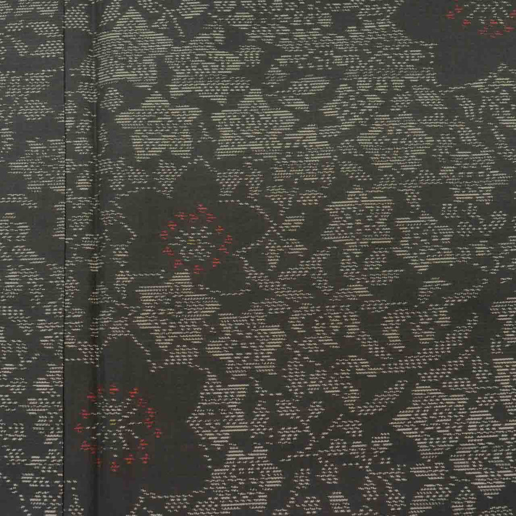 Vintage Japanese Kimono | Oshima Tsumugi | Black Silk | Bellflower Pattern | Yokoso-shiki | Size M-L | Sustainable | uu2393b