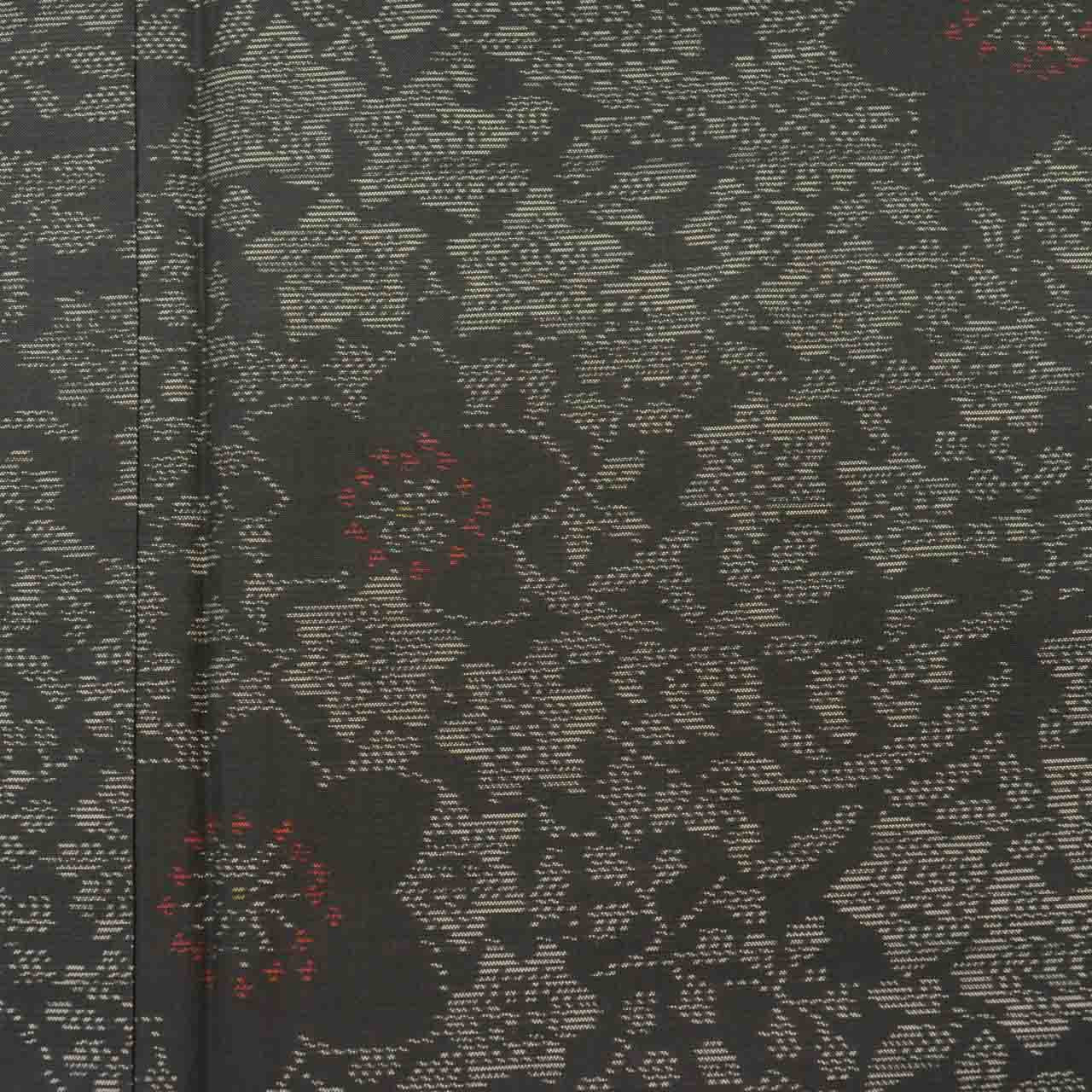Vintage Japanese Kimono | Oshima Tsumugi | Black Silk | Bellflower Pattern | Yokoso-shiki | Size M-L | Sustainable | uu2393b
