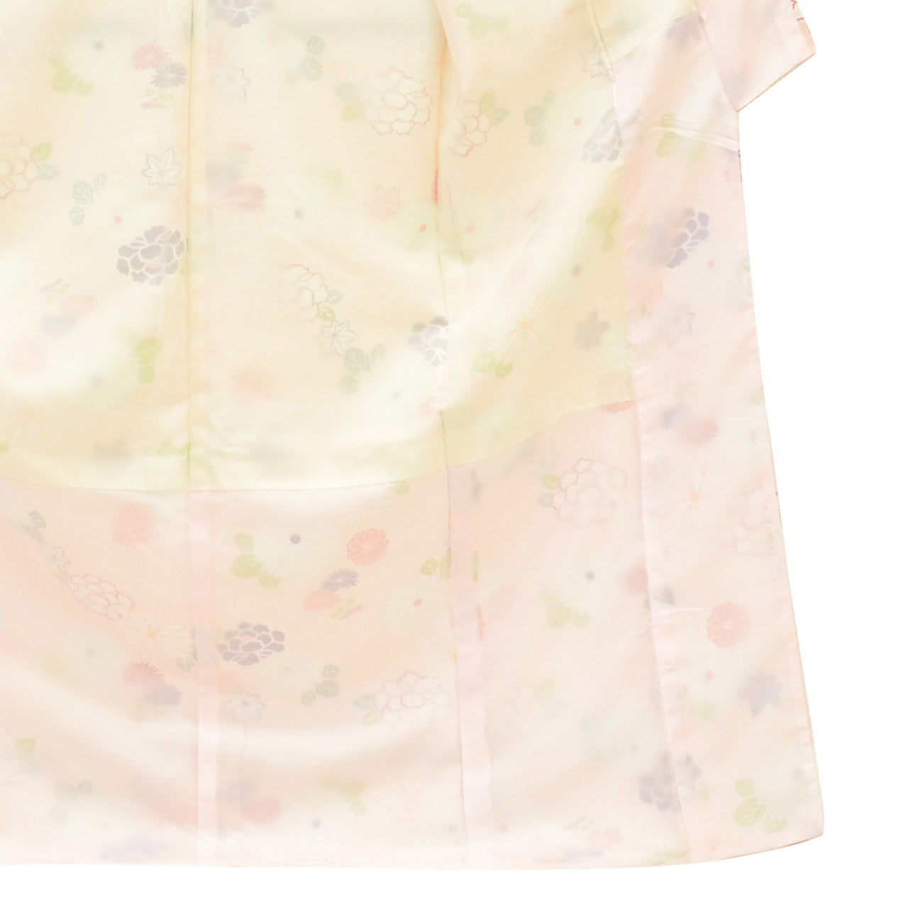 [Used] Recycled Kimono, Komon style, Synthetic fiber, Size L (Slightly plus size L), Good condition, Length 164cm, Sleeve length 67.5cm, Lined, Ready-made, Excellent condition, Washable, Pink, Chrysanthemum, Peony, Maple leaf pattern, Reused, uu2395b 