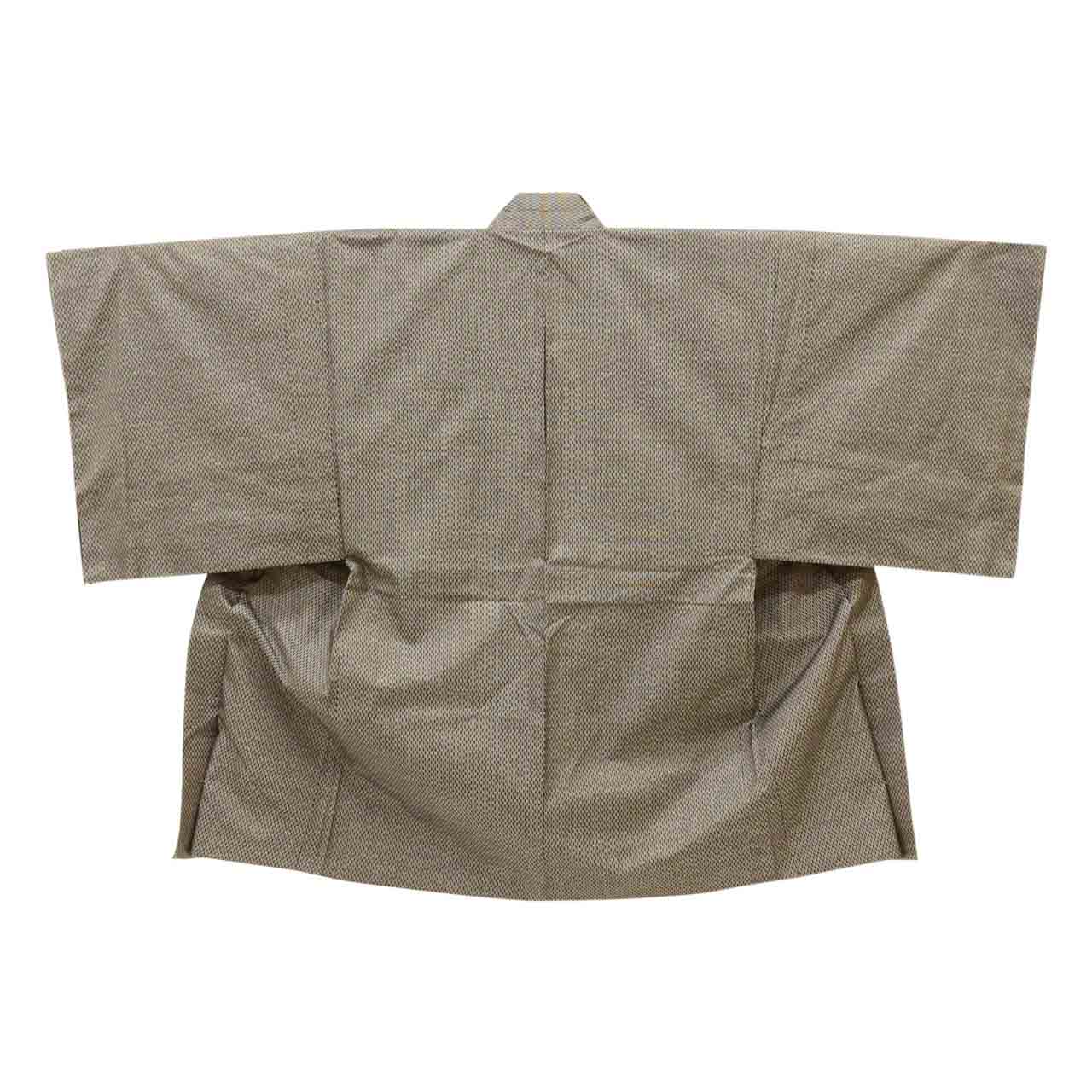 [Used] Recycled Kimono and Haori Set Ensemble for Men, Oshima Tsumugi Silk, Excellent Condition, Unused, Sleeve Length 72.2cm (28.4in), Body Length 153.0cm (60.2in), Size LL, Brown Stripe Pattern, with Obi Belt, Men's uu2397b 