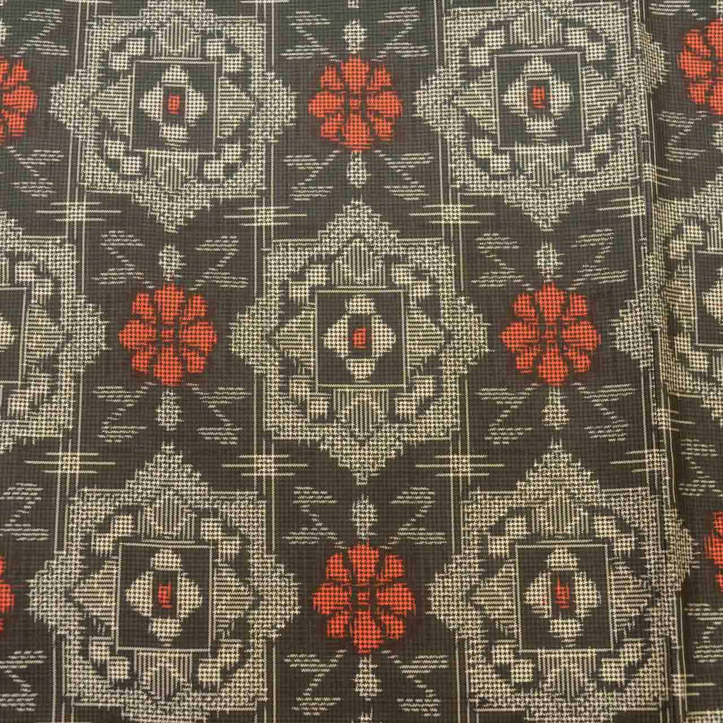 Vintage Japanese Kimono | Women's Oshima Tsumugi Ensemble | Black Silk | Floral | Michiyuki Coat | Unused | Size L | Sustainable | uu2401b