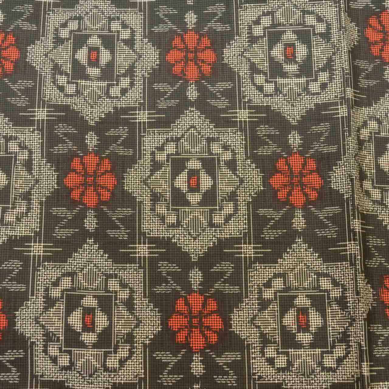 Vintage Japanese Kimono | Women's Oshima Tsumugi Ensemble | Black Silk | Floral | Michiyuki Coat | Unused | Size L | Sustainable | uu2401b