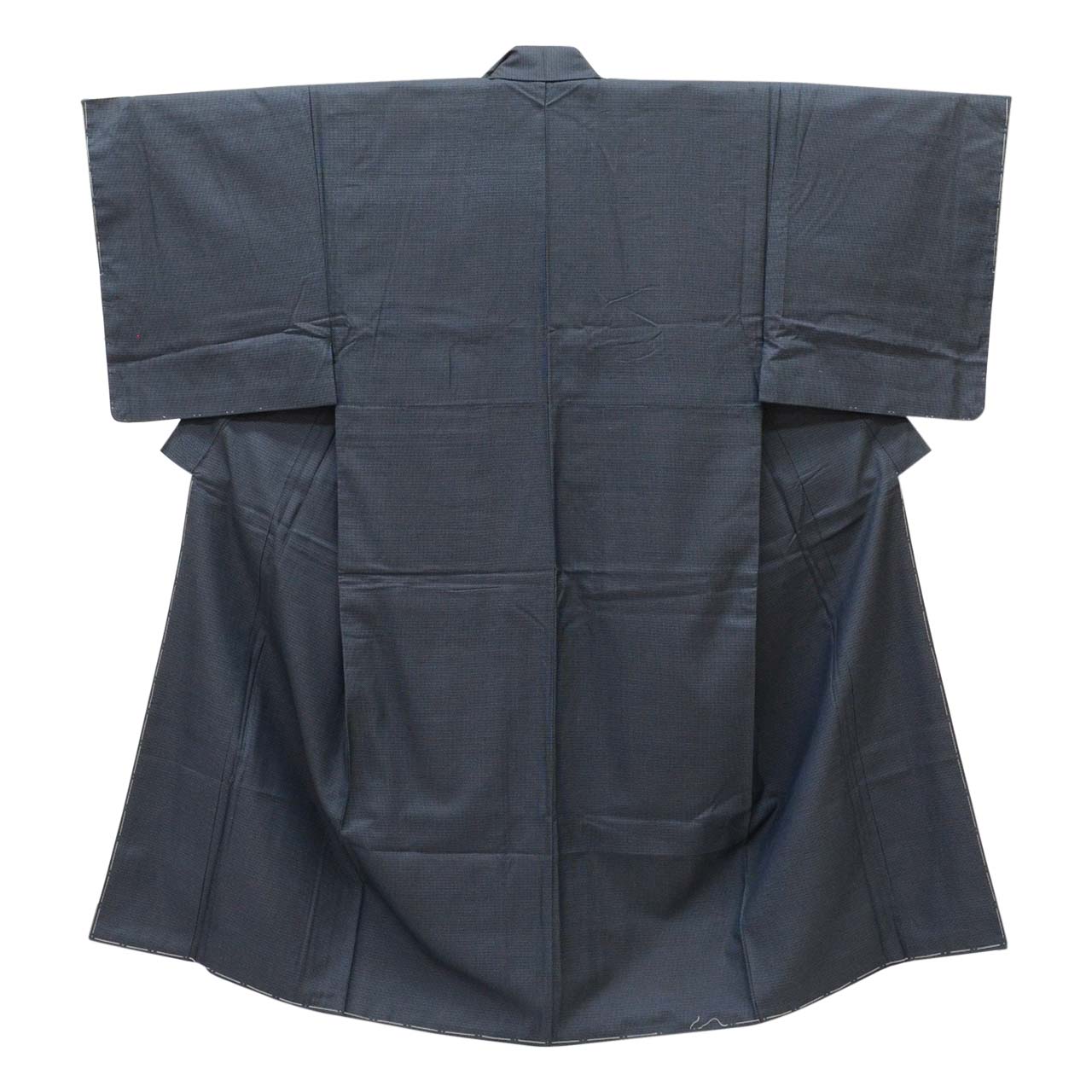 [Used] Recycled Kimono and Haori Set Ensemble for Men, Oshima Tsumugi Silk, Unused, Sleeve Length 69.4cm, Body Length 145.5cm, Size L, Navy Blue, Tortoiseshell Pattern, Includes Nagajuban (undergarment), Obi (sash), and Haori Cord, Men's uu2402b 