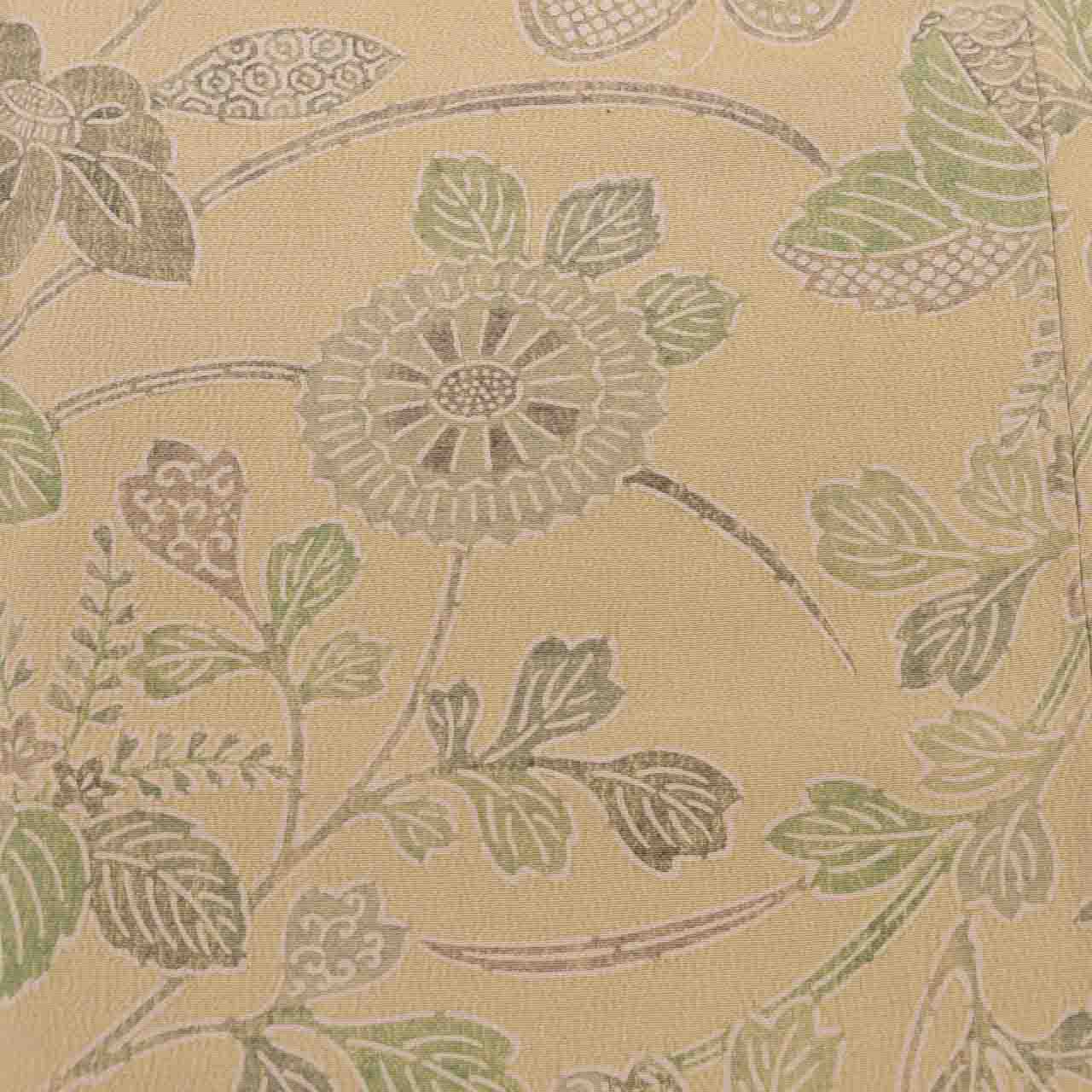 [Used] Recycled Kimono, Komon Kimono, Pure Silk, Size M, Excellent Condition, Length 158.3cm (62.3in), Mitsukoshi Brand, Sleeve Length 63.0cm (24.8in), Lined, Ready-made, Crepe Silk, Brown, Floral Pattern, Silk, Reused uu2403b 