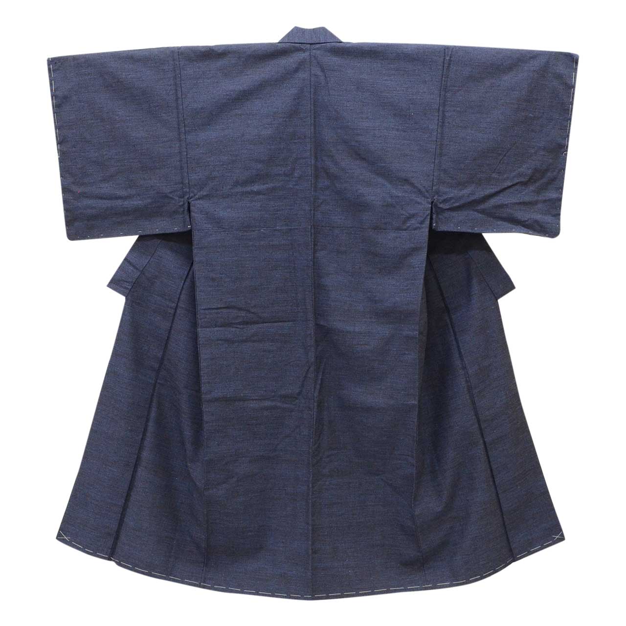 [Used] Recycled Kimono and Haori Set Ensemble for Men, Tsumugi Silk, Unused, Sleeve Length 69.0cm (27.2in), Body Length 146.0cm (57.5in), Size L, Navy Blue, Includes Nagajuban (undergarment), Obi (sash), and Haori Cord, Men's uu2409b 