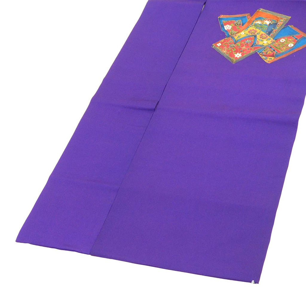 Vintage Japanese Obi | Nagoya Obi | Purple Silk Habutae | Book Scroll Pattern | Dye-painted | Sustainable | uu2411b