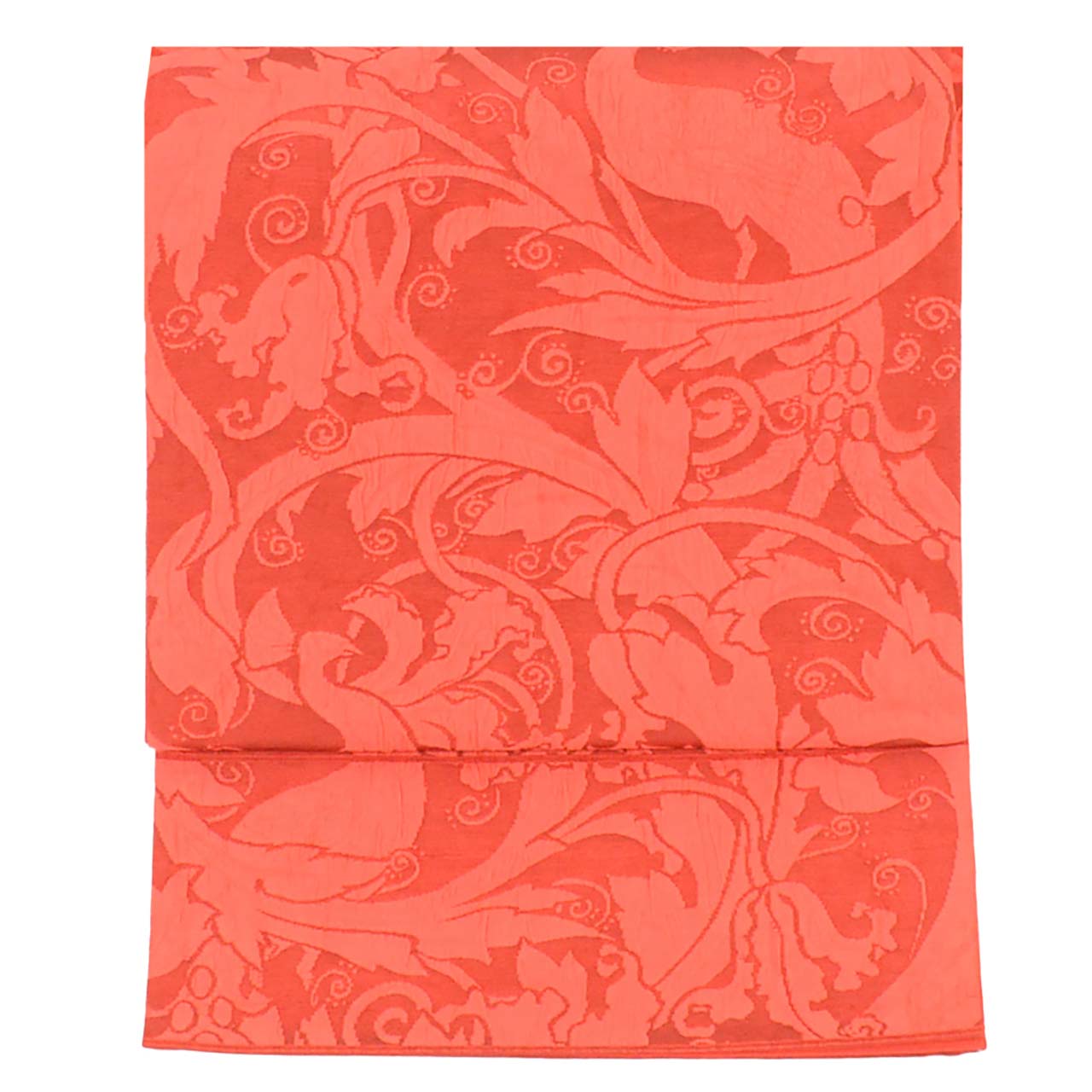Vintage Japanese Obi | Sha-re Fukuro Obi | Red Silk Nishijin | Floral Arabesque | Watafumi | Sustainable | uu2415b