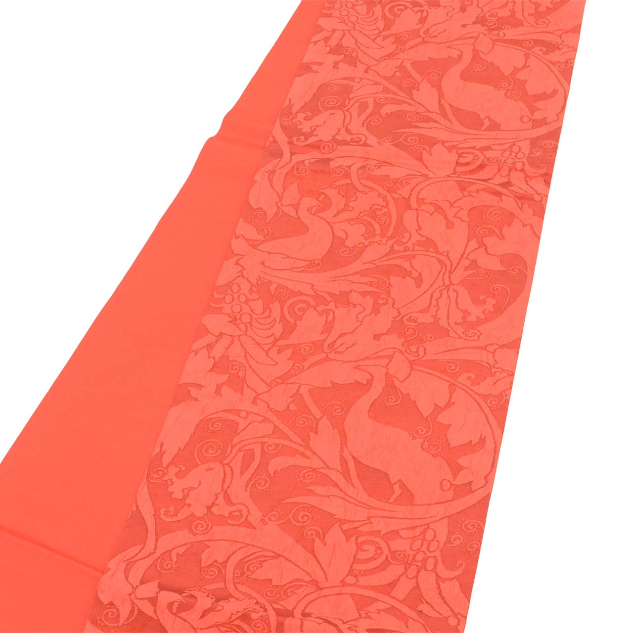 Vintage Japanese Obi | Sha-re Fukuro Obi | Red Silk Nishijin | Floral Arabesque | Watafumi | Sustainable | uu2415b