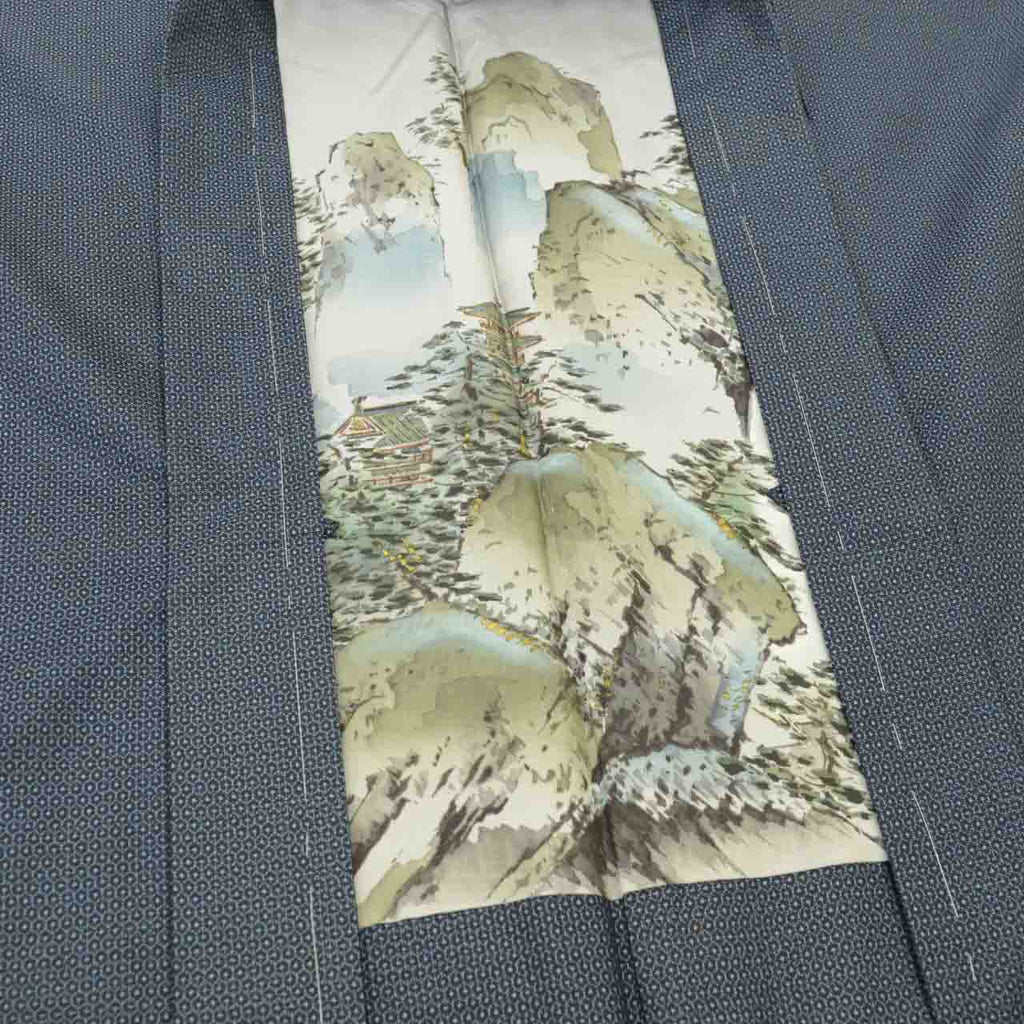 [Used] Recycled Kimono and Haori Ensemble for Men, Oshima Tsumugi Silk, Excellent Condition, Unused, Sleeve Length 69.0cm (27.2in), Body Length 153.5cm (60.4in), Size LL, Navy Blue, Tortoise Shell Pattern, Men's uu2418b 