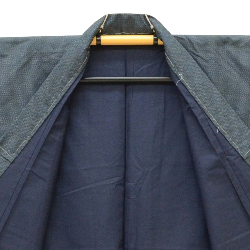 [Used] Recycled Kimono and Haori Ensemble for Men, Oshima Tsumugi Silk, Excellent Condition, Unused, Sleeve Length 69.0cm (27.2in), Body Length 153.5cm (60.4in), Size LL, Navy Blue, Tortoise Shell Pattern, Men's uu2418b 