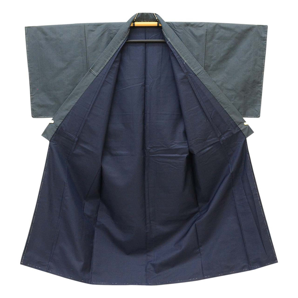 [Used] Recycled Kimono and Haori Ensemble for Men, Oshima Tsumugi Silk, Excellent Condition, Unused, Sleeve Length 69.0cm (27.2in), Body Length 153.5cm (60.4in), Size LL, Navy Blue, Tortoise Shell Pattern, Men's uu2418b 