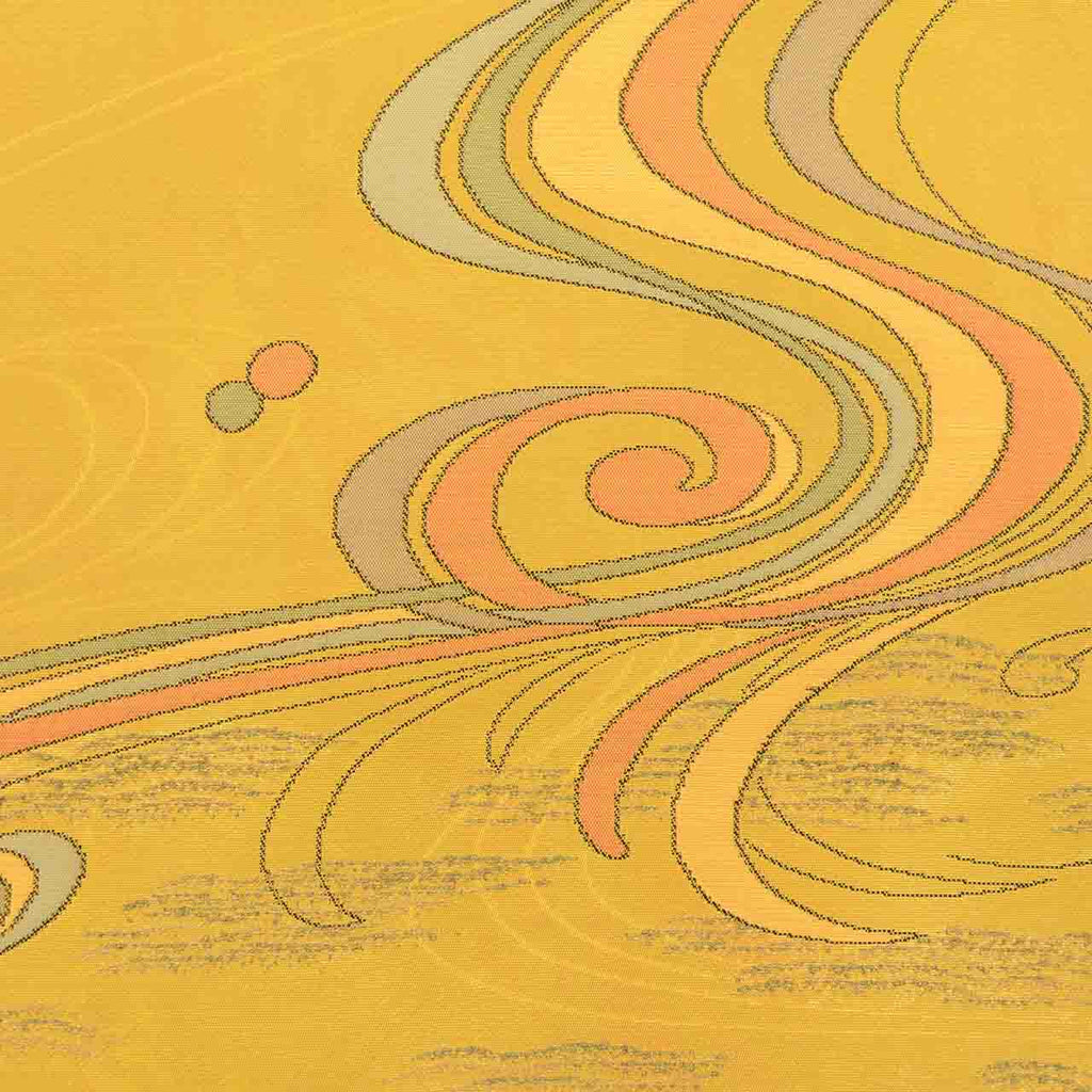 Vintage Japanese Obi | Nagoya Obi | Brown Gold Silk | Stream Pattern | Gold Thread | Excellent | Sustainable | uu2421b